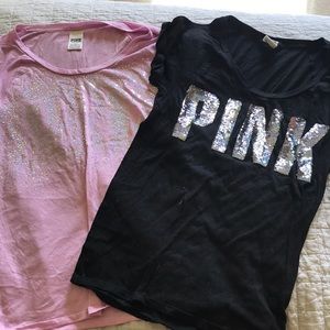 2 for 1 sparkly pink shirts